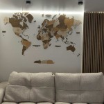 Дерев'яна карта світу, колір Американо (Americano)