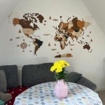Дерев'яна багатошарова мапа світу, колір Кава (Coffee)