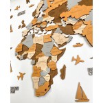 Багатошарова мапа світу з дерева, колір Сахара (Sahara)