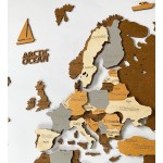 Багатошарова мапа світу з дерева, колір Сахара (Sahara)