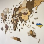 Багатошарова дерев'яна карта світу, колір Каліфорнія (California)