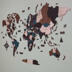 Карта світу з натурального дерева, колір Бермуда