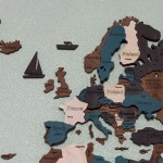 Карта світу з натурального дерева, колір Бермуда