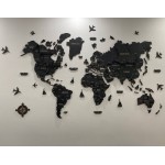 Многослойная деревянная карта мира, цвет Черный