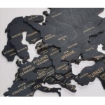 Многослойная деревянная карта мира, цвет Черный