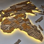 Багатошарова мапа світу з підсвічуванням, колір Світлий Горіх