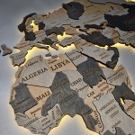 Багатошарова карта світу з дерева та підсвіткою, колір Лофт