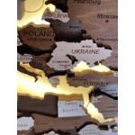 Багатошарова дерев'яна мапа світу з підсвіткою, колір Палісандр