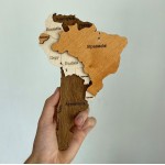 Дерев'яна карта світу, колір Американо (Americano)