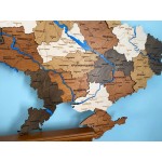 Дерев'яна карта України з річками, колір Класична Коричнева