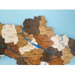 Дерев'яна карта України з річками, колір Класична Коричнева
