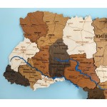 Дерев'яна карта України з річками, колір Класична Коричнева