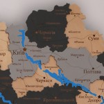 Дерев'яна карта України з підсвічуванням та річками, колір Лофт