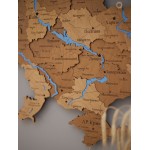 Дерев'яна мапа України з річками, колір Горіх