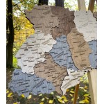Багатошарова карта України з дерева та річками, колір Кантрі