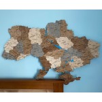Багатошарова карта України з дерева та річками, колір Кантрі