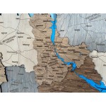 Багатошарова карта України з дерева та річками, колір Кантрі