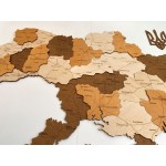 Дерев'яна багатошарова 3D мапа України, колір Американо
