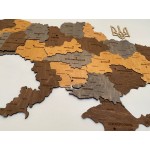 Деталізована дерев'яна мапа України з підсвічуванням, колір Кантрі