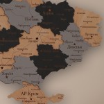 Дерев'яна карта України з підсвічуванням, колір Лофт