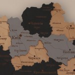Дерев'яна карта України з підсвічуванням, колір Лофт