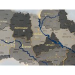 Дерев'яна карта України на акрилі з підсвіткою та річками, колір Хай-Тек