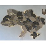 Дерев'яна карта України на акрилі з підсвіткою та річками, колір Хай-Тек