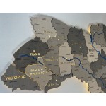 Дерев'яна карта України на акрилі з підсвіткою та річками, колір Хай-Тек