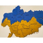 Деталізована дерев'яна карта України з підсвічуванням, колір Прапор