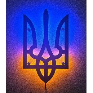 Дерев'яний герб України на акрилі з підсвіткою