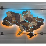 Деталізована карта України з підсвічуванням річок, колір Брауні