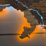 Деталізована карта України з підсвічуванням річок, колір Брауні