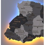 Дерев'яна карта України з підсвічуванням, колір Хай-тек
