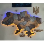 Деталізована дерев'яна мапа України з підсвічуванням, колір Кантрі