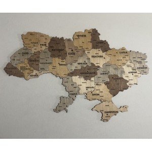 Магнітна карта України з натурального дерева (25 магнітів)
