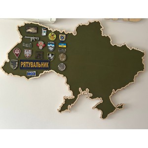 Патч панель для шевронів у формі дерев'яної карти України з підсвіткою