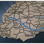 Деталізована пробкова (коркова) мапа України з написами міст, річками та дорогами
