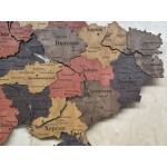Деталізована дерев'яна мапа України з підсвічуванням річок, колір Брауні