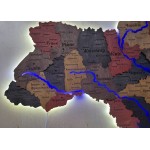 Деталізована дерев'яна мапа України з підсвічуванням річок, колір Брауні