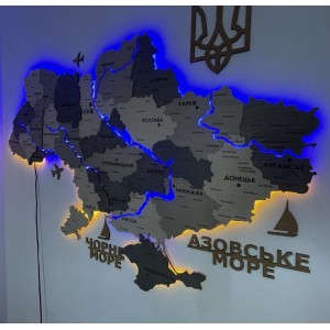 Деталізована карта України з підсвічуванням річок, колір Модерн