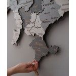 Дерев'яна карта України з підсвіткою річок, колір Хай-Тек