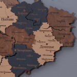 Карта України з підсвіткою річок та кордонів, колір Вулкан