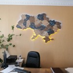 Карта України з підсвіткою річок та кордонів, колір Вулкан