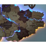 Деталізована карта України з підсвіткою річок, колір Карамель