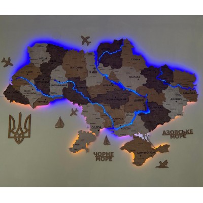 Деталізована карта України з підсвіткою річок, колір Карамель
