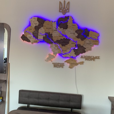 Карта України з підсвіткою річок, колір Карамель