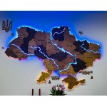 Деталізована карта України з підсвіткою річок, колір Карамель