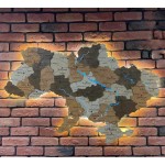Карта України з підсвіткою річок, колір Золотий