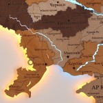 Карта України з підсвіткою річок, колір Золотий