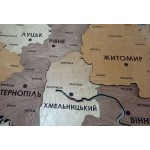 Деталізована дерев'яна мапа України з підсвіткою річок, колір Брауні